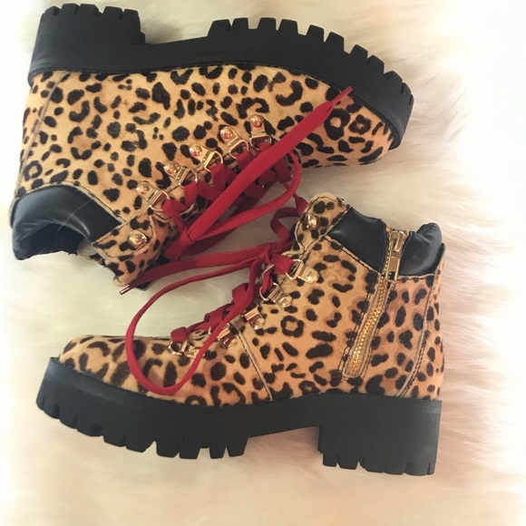 Aqua☀️Leopard print combat boots - Picture 3 of 11